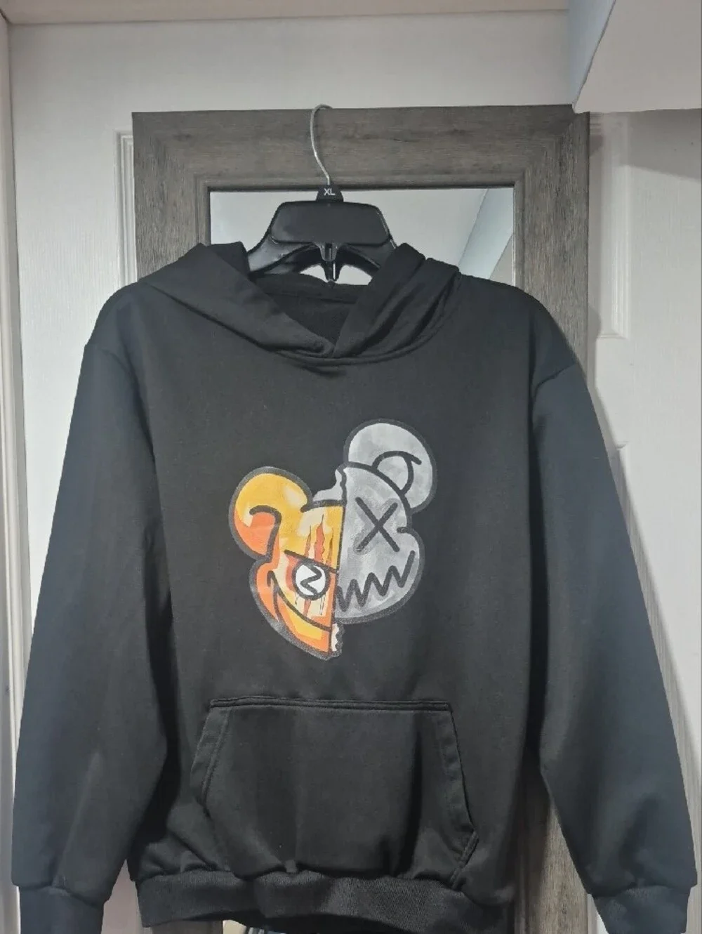 Kids Black Hoodie & Joggers Set with Graphic Patch
